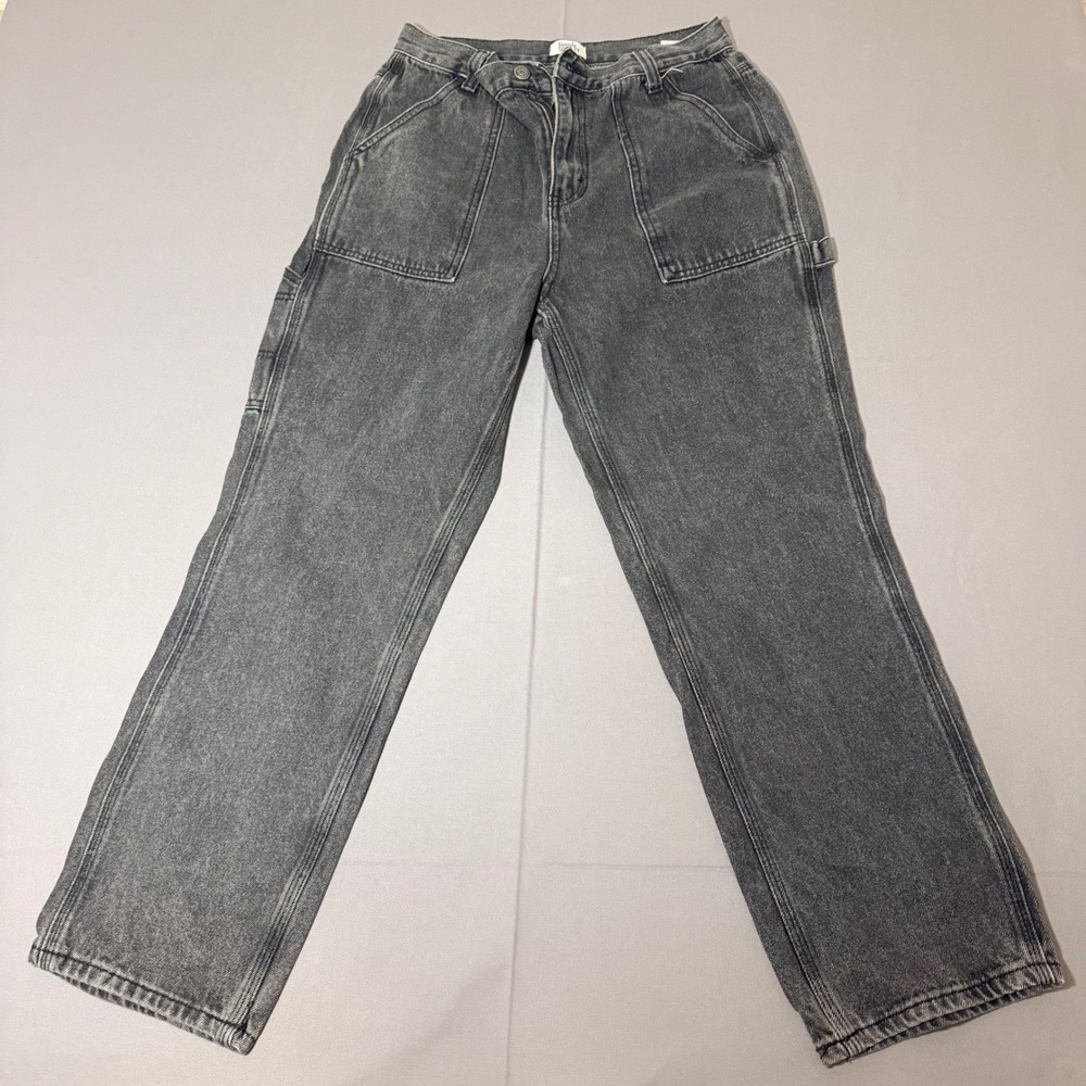 Simple Society Carpenter Jeans Womens 9/29 Black High Rise Wide Leg Utility 584